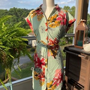 Hawaiian Style Button Up Dress